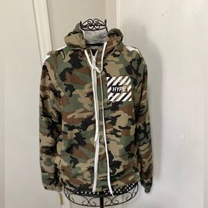 Brooklyn Cloth Men M Camo Hoodie Zip Up Graphic Streetwear Jacket